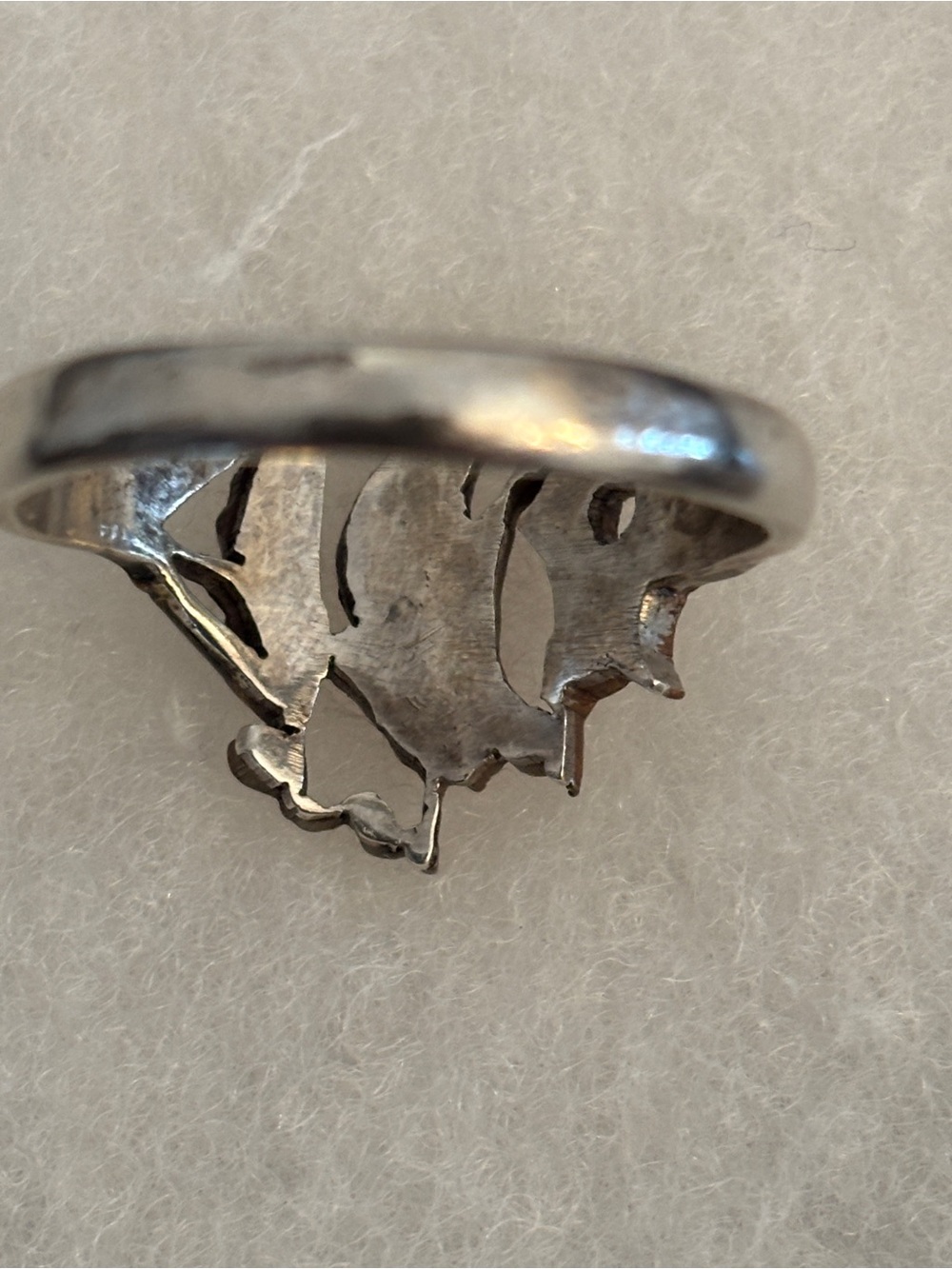 Vintage Ship Cutout Sterling Silver and Brass Ring - Picture 4 of 7
